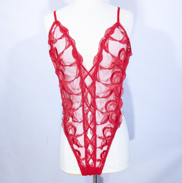 Victoria's Secret Sheer Red Teddy Women Plus Size Lingerie XXL New Bodysuit VS - Picture 5 of 11